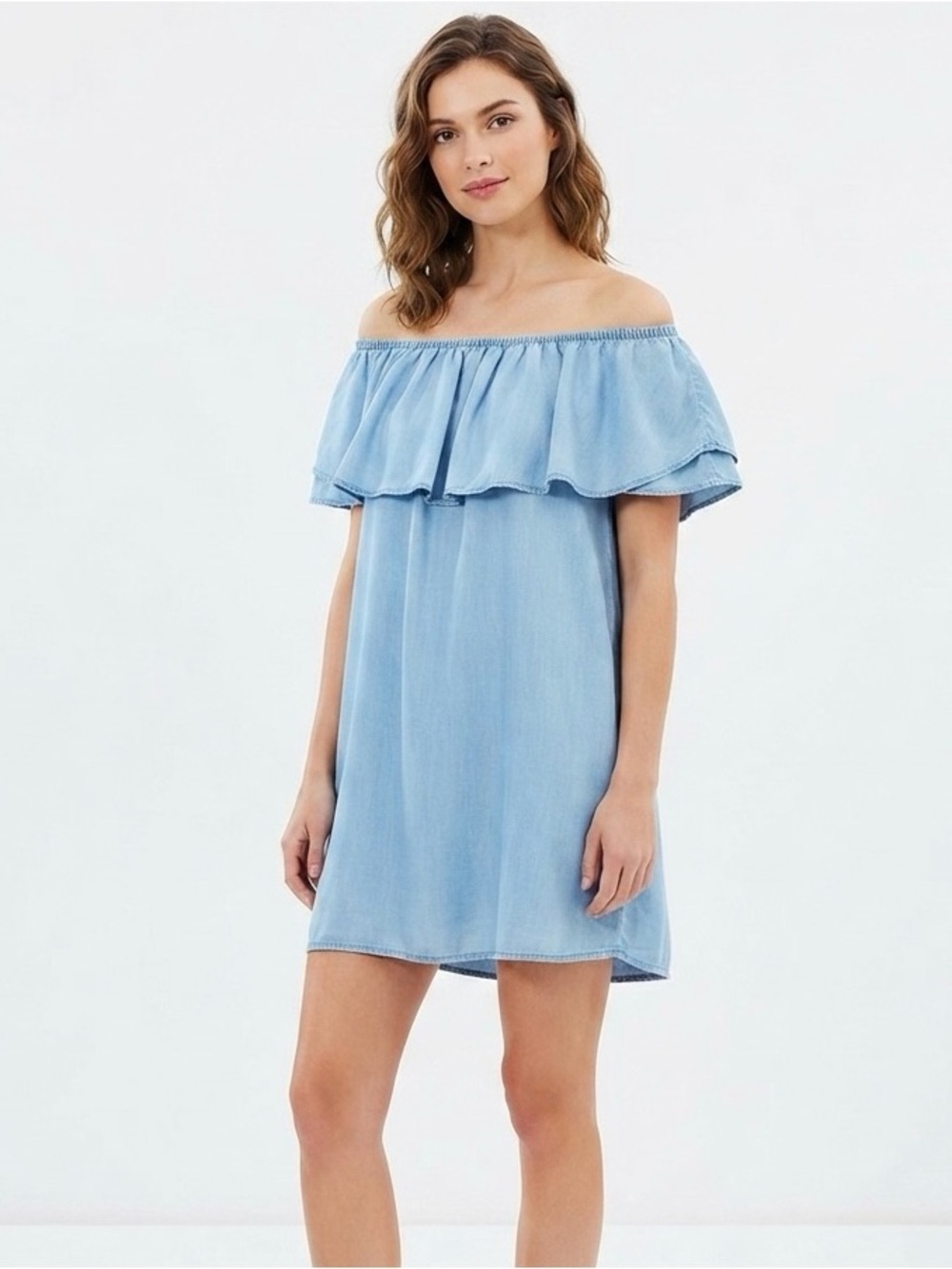 [Zara] Denim Off the Shoulder Dress
